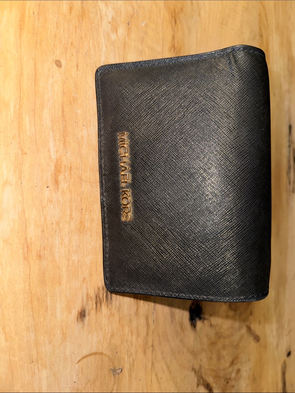 Michael Kors Black and Gold Compact Card Holder